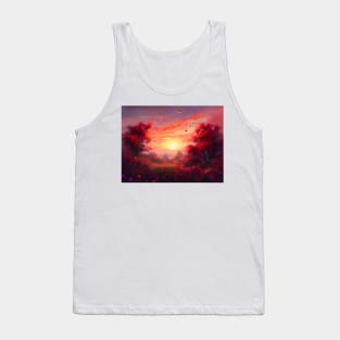 Spring landscape with a beautiful flowering trees. Tank Top